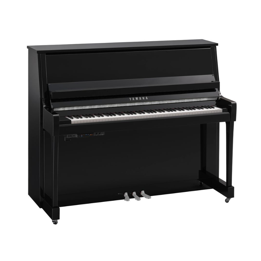 Yamaha B30TC3 Transacoustic Upright Piano, Polished Black, Chrome Fittings