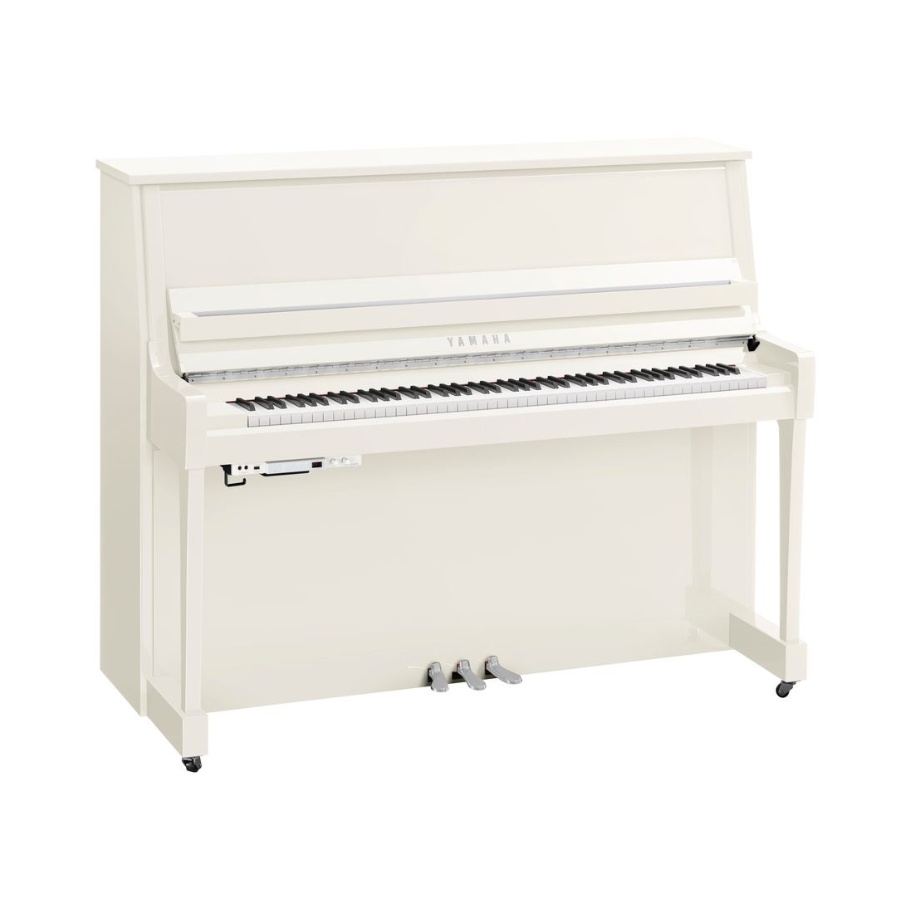 Yamaha B30TC3 Transacoustic Upright Piano, Polished White, Chrome Fittings
