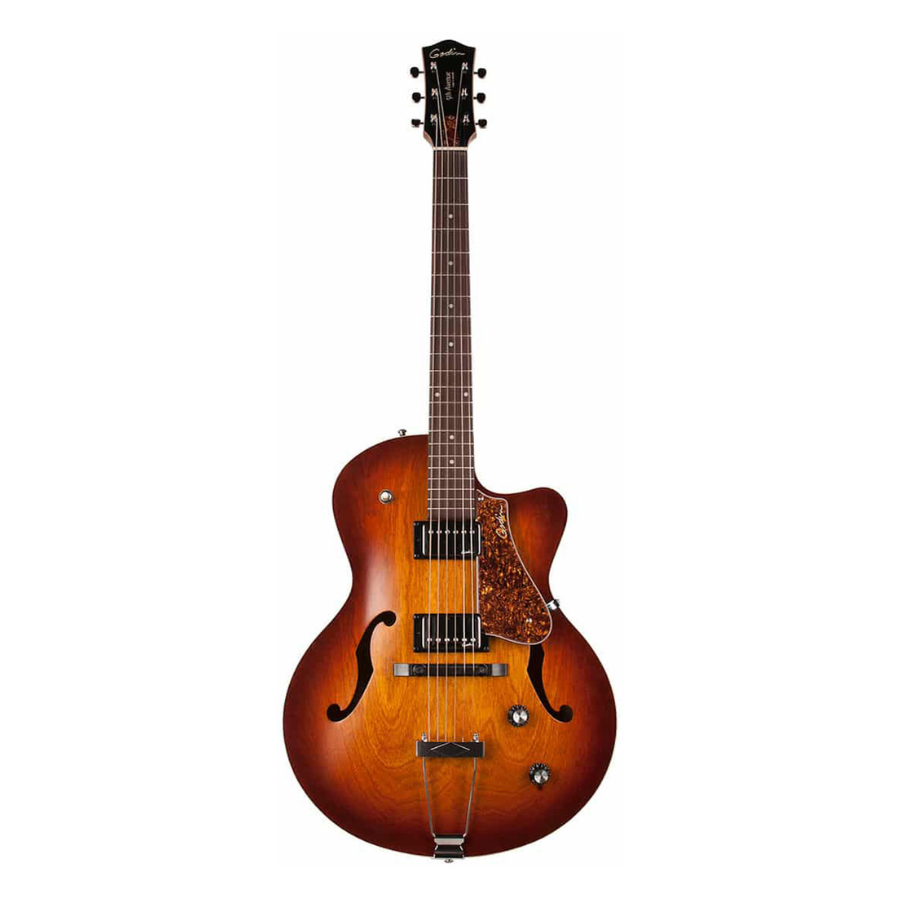 Godin 5th Avenue CW Kingpin II HB Semi Acoustic Guitar, Cognac Burst