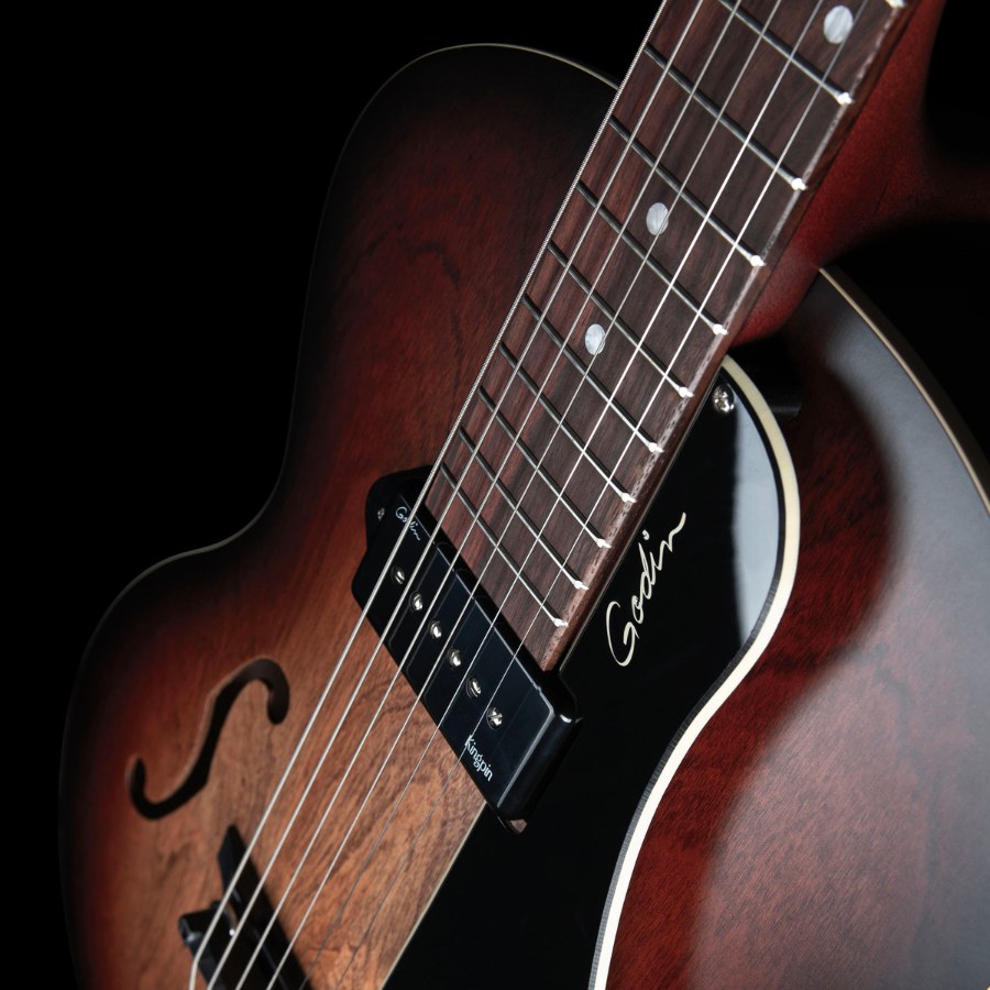 Godin 5th Avenue Kingpin P90 Semi Acoustic Guitar, Vintage Burst - Image 3