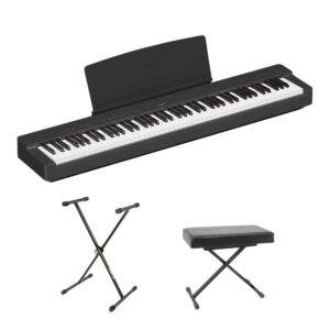 Yamaha P225 Portable Piano Quiklok Bundle, Black