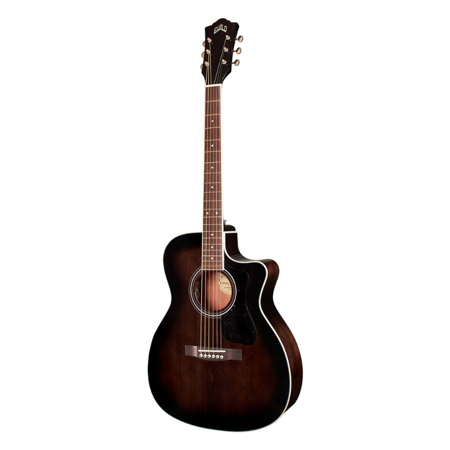 Guild OM-260-CE-TBB Electro Cutaway Acoustic Guitar, Trans Black Burst - Image 3