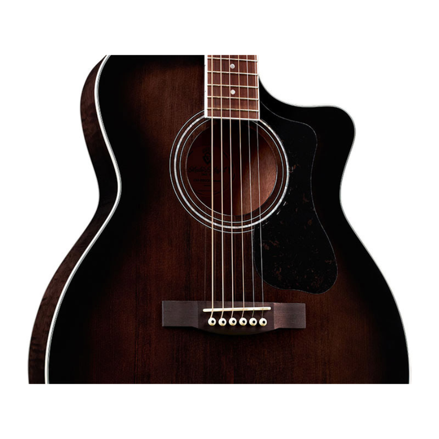 Guild OM-260-CE-TBB Electro Cutaway Acoustic Guitar, Trans Black Burst - Image 4