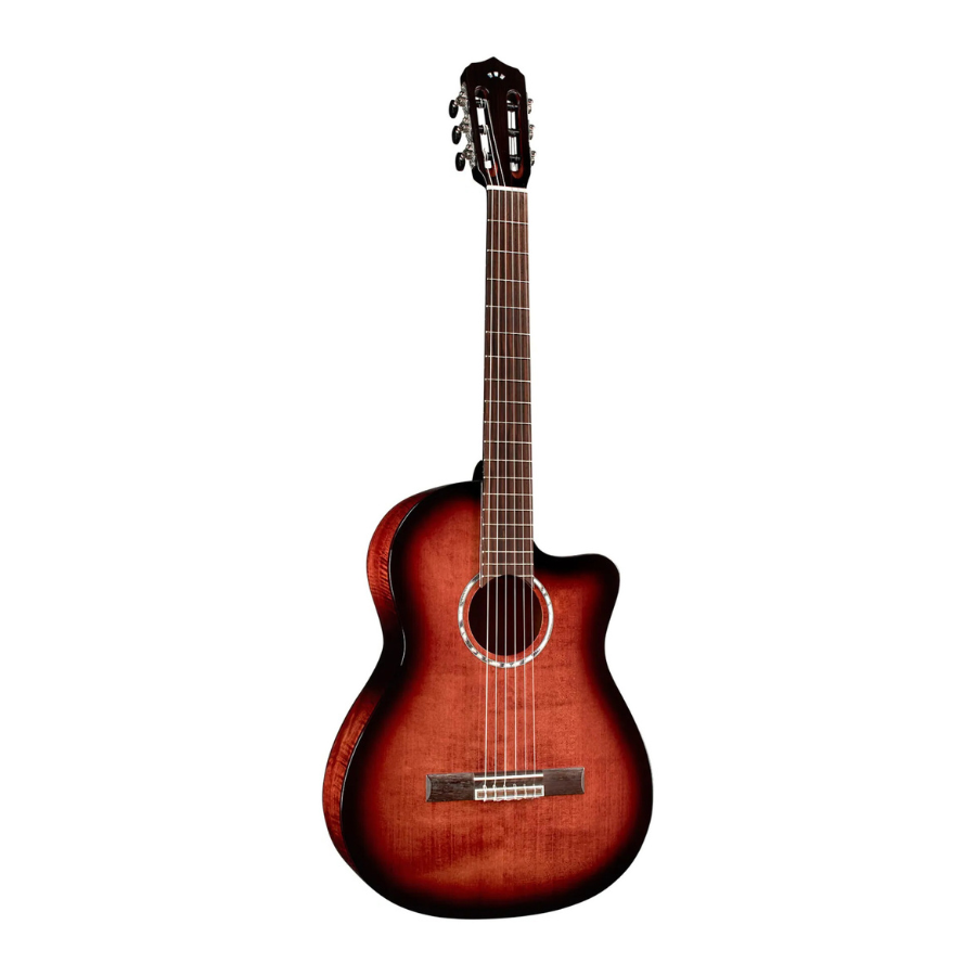 Cordoba Fusion 5 Edge Burst Electro Cutaway Nylon Guitar, 16" Radius/14mm Nut
