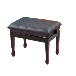 Hidrau X10/1 Button Top Piano Stool, Black Polished, Black Vinyl Top