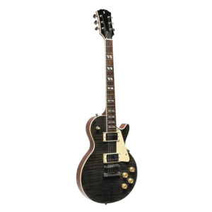 Stagg Deluxe Series Electric Guitar, Solid Mahogany with AAA Flamed Maple Top, Translucent Black